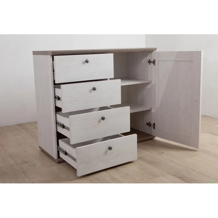 Capri 1 Door 4 Drawer Chest - Pine/Oak
