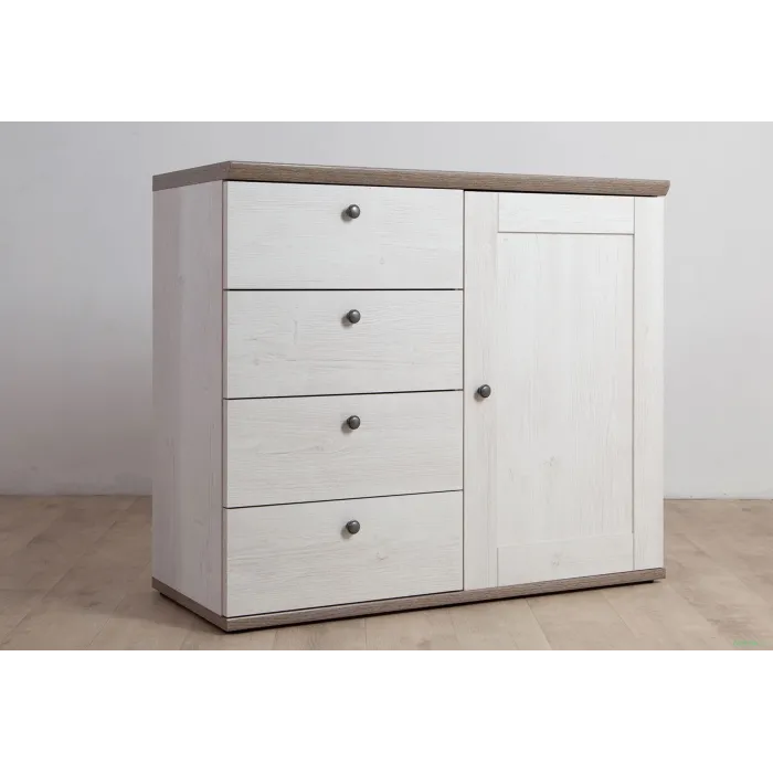 Capri 1 Door 4 Drawer Chest - Pine/Oak