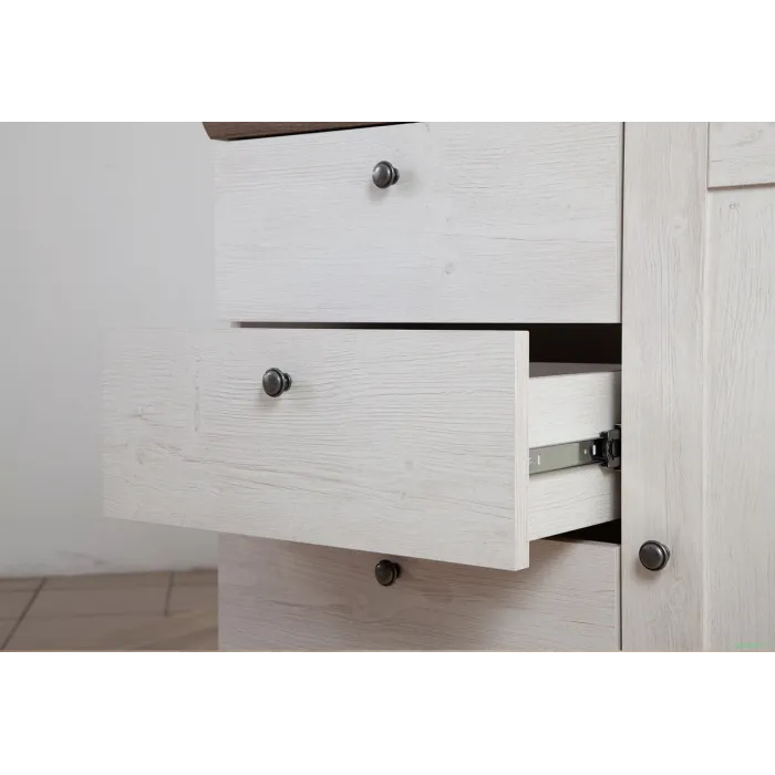 Capri 1 Door 4 Drawer Chest - Pine/Oak