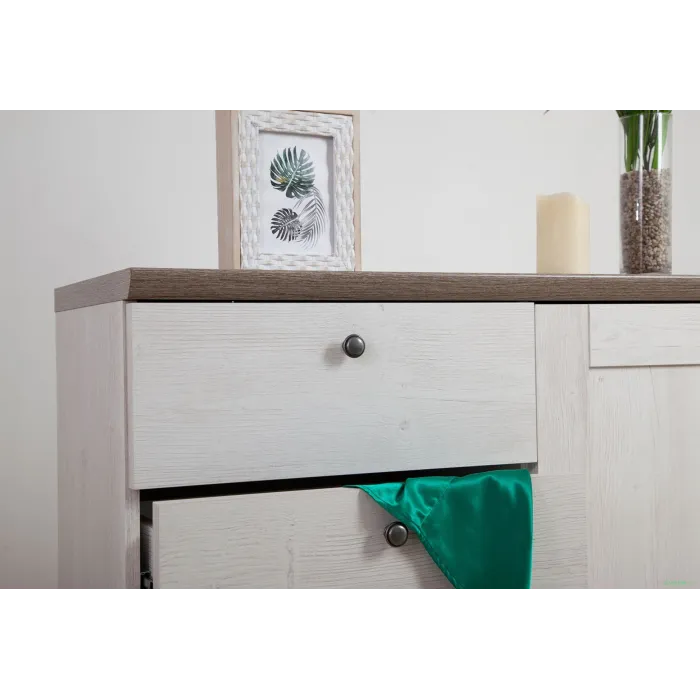 Capri 1 Door 4 Drawer Chest - Pine/Oak