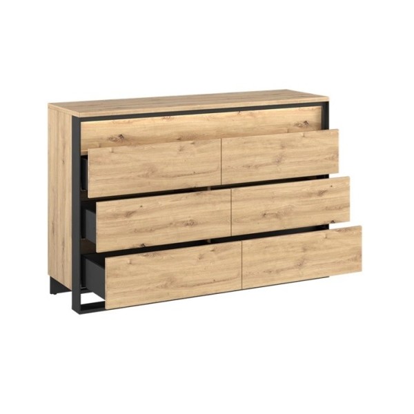 Quant 6 Drawer Chest - Oak Artisan