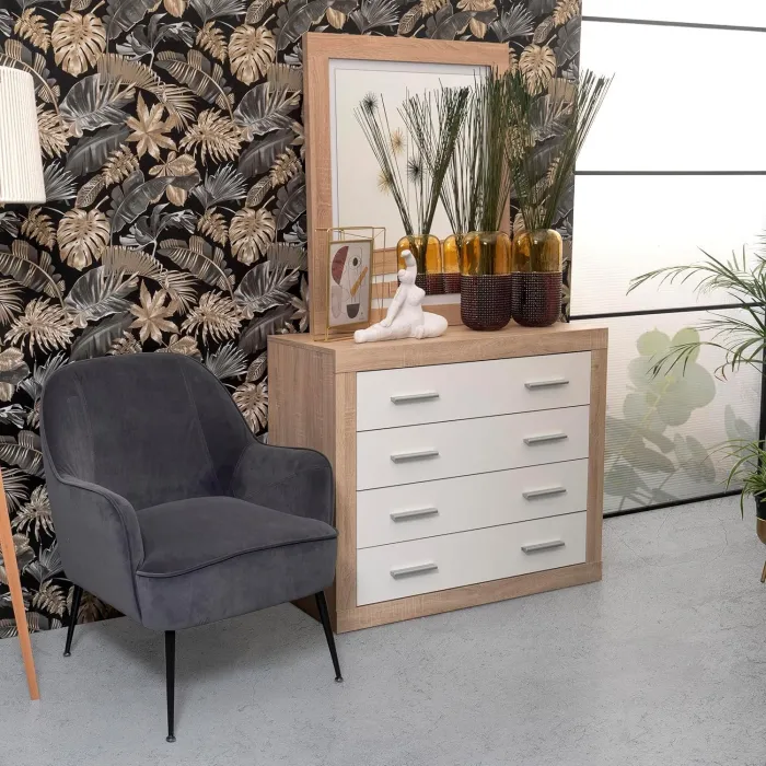 Camille 4 Drawer Chest - Sonoma Oak/White