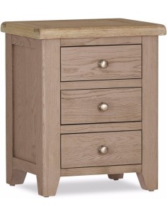 Salou 3 Drawer Bedside Locker - Whitewash Brushed Oak