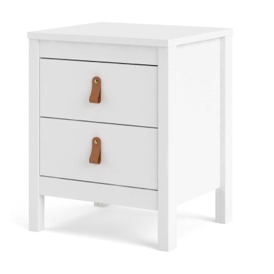 Madrid 2 Drawer Bedside Table - White