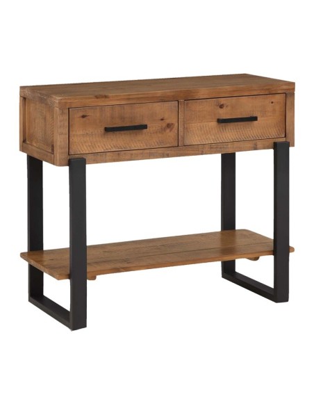 Pembroke Large Console Table - Rustic Pine/Black