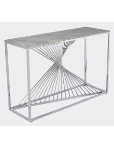 Calabria Console Table - Sintered Stone/Stainless Steel