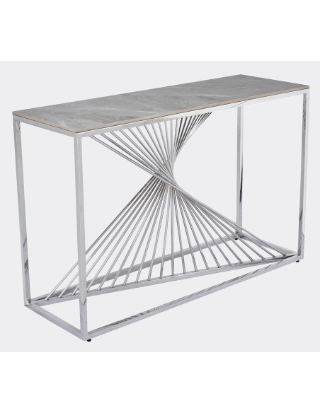 Calabria Console Table - Sintered Stone/Stainless Steel