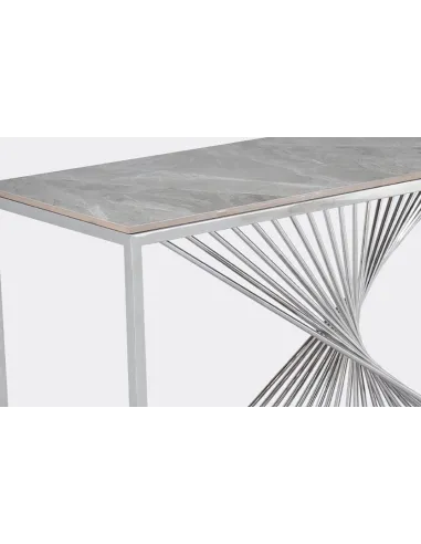 Calabria Console Table - Sintered Stone/Stainless Steel