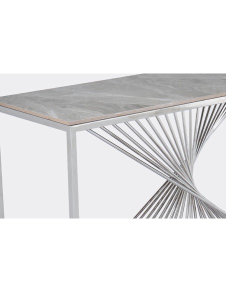 Calabria Console Table - Sintered Stone/Stainless Steel