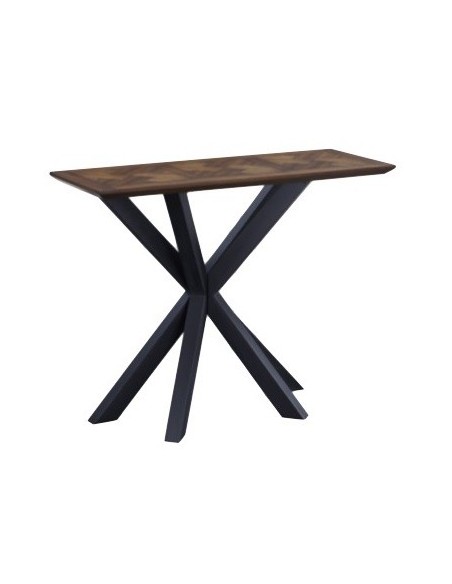 Nevada Rectangular Console Table with Parquet Top - Mindi Wood