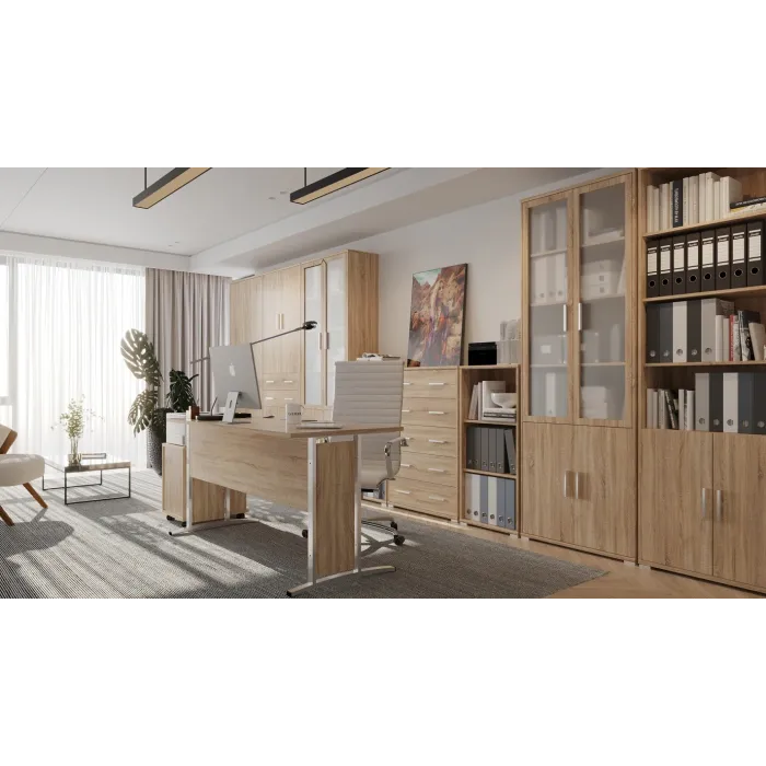 Office Line 1.4m Desk - Sonoma Oak