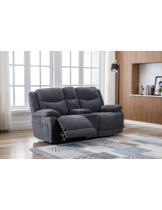 Lahinch 2 Seater Electric Recliner Sofa with Console - Dark Grey