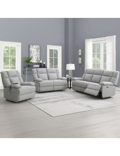 Klayton 3 Seater Power Recliner - Light Grey 2