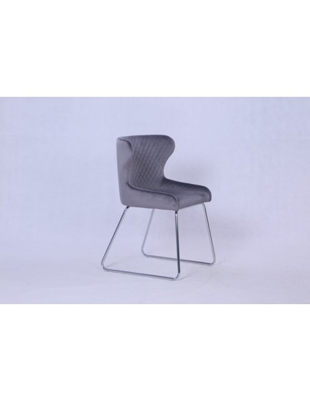 Hambling Dining Chair - Grey with Chrome Legs