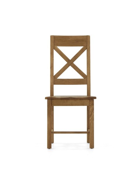 Astoria Cross Back Dining Chair With Wooden Seat - Warm Wax
