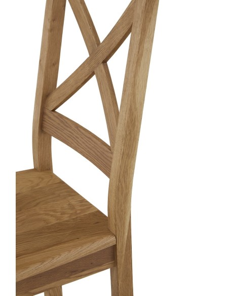 Astoria Cross Back Dining Chair With Wooden Seat - Warm Wax