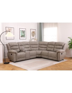 Lucas Corner Recliner Sofa with Console - Beige
