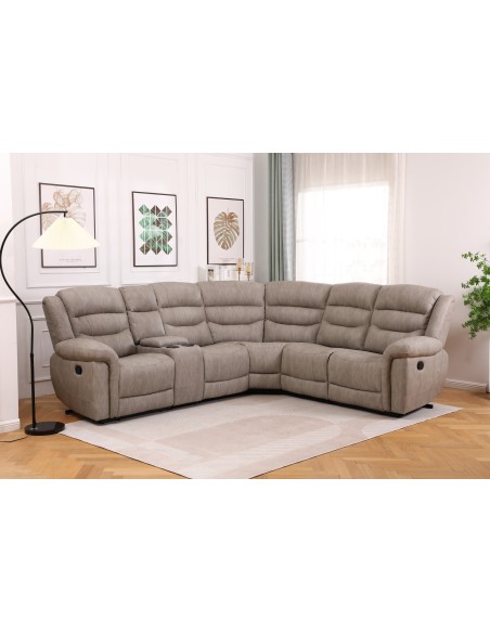 Lucas Corner Recliner Sofa with Console - Beige