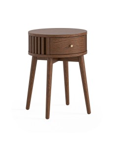 Boardwalk Round Side Table - Brown Oak