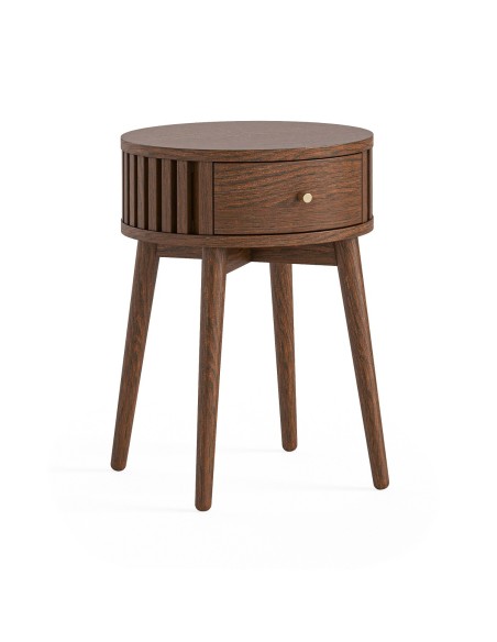Boardwalk Round Side Table - Brown Oak