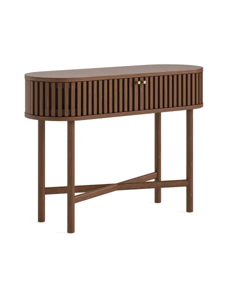 Boardwalk Oval Console Table - Brown Oak