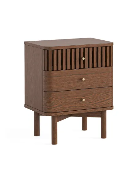 Boardwalk 3 Drawer Bedside Locker - Brown Oak