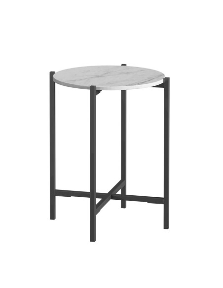 Livia Side Table - Grey Base/White Marble