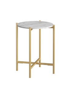 Livia Side Table - Gold Base/White Marble