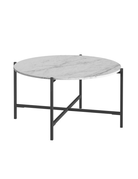 Livia Round Coffee Table - Grey Base/White Marble