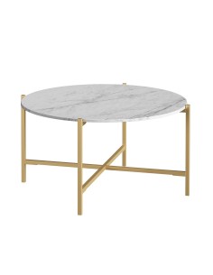 Livia Round Coffee Table - Gold Base/White Marble
