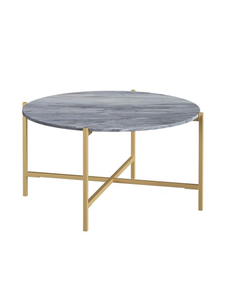 Livia Round Coffee Table - Gold Base/Grey Marble