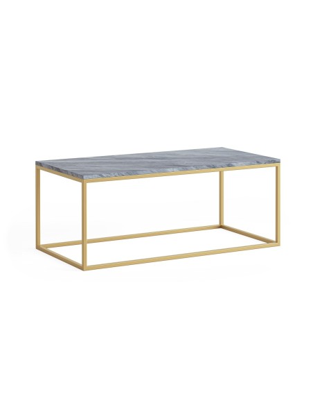 Livia Rectangular Coffee Table - Gold Base/Grey Marble