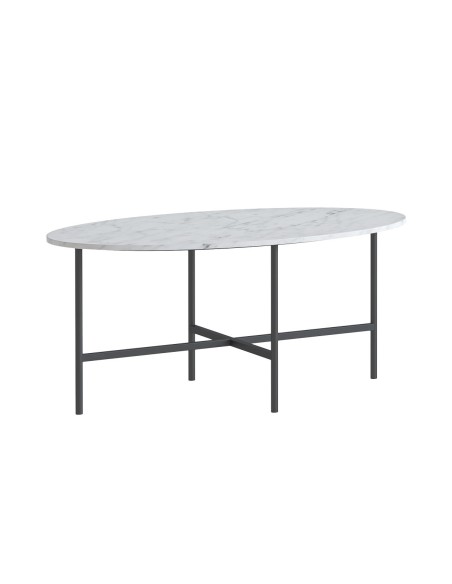 Livia Oval Coffee Table - Grey Base/White Marble