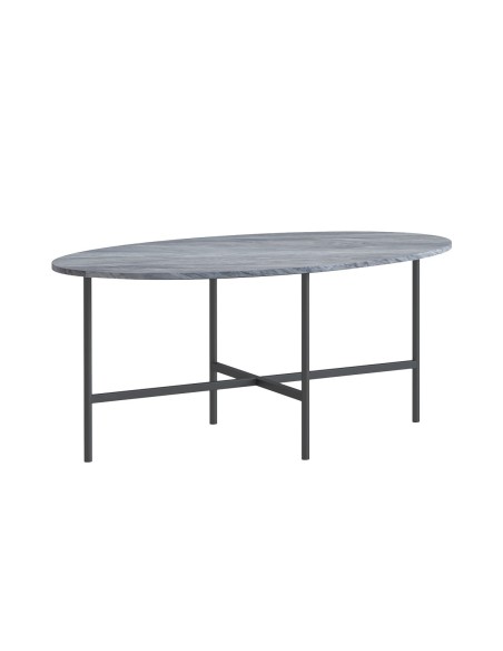 Livia Oval Coffee Table - Grey Base/Grey Marble