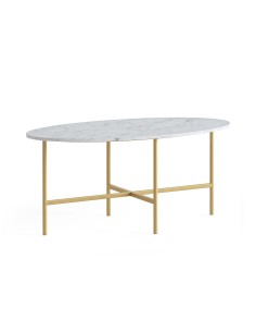Livia Oval Coffee Table - Gold Base/White Marble