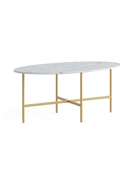Livia Oval Coffee Table - Gold Base/White Marble