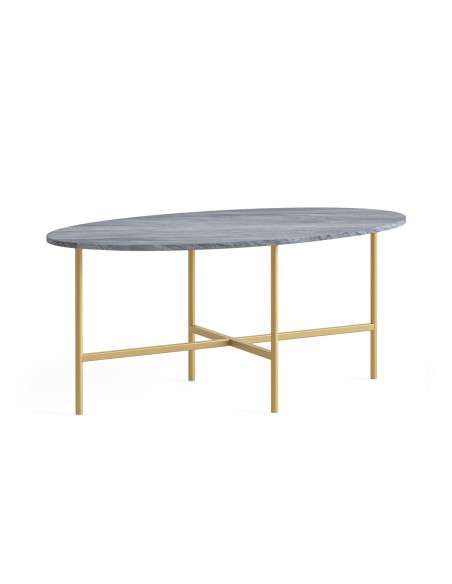 Livia Oval Coffee Table - Gold Base/Grey Marble