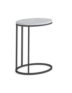 Livia Oval C Side Table - Grey Base/White Marble