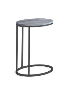 Livia Oval C Side Table - Grey Base/Grey Marble