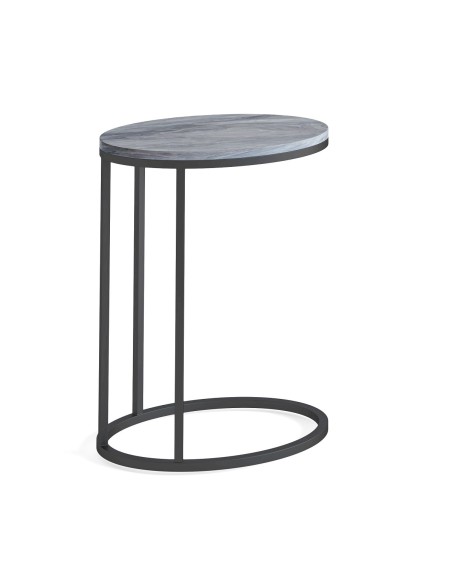 Livia Oval C Side Table - Grey Base/Grey Marble