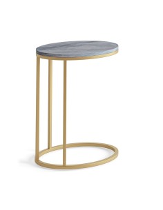 Livia Oval C Side Table - Gold Base/Grey Marble