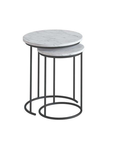 Livia Nest of Tables - Grey Base/White Marble