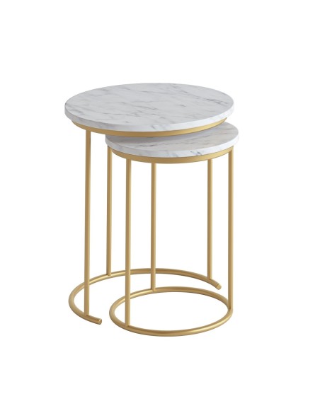 Livia Nest of Tables - Gold Base/White Marble