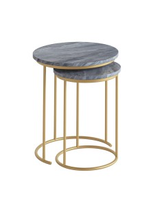 Livia Nest of Tables - Gold Base/Grey Marble
