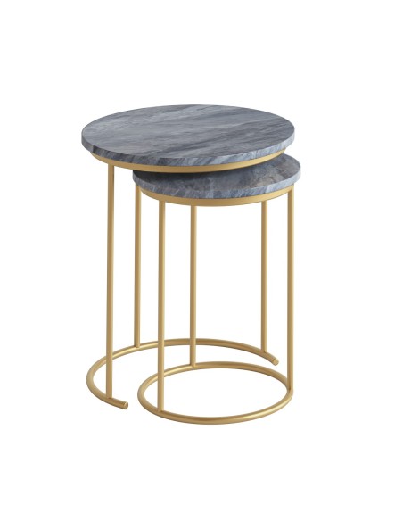 Livia Nest of Tables - Gold Base/Grey Marble