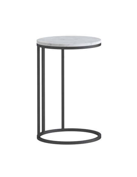 Livia C Side Table - Grey Base/White Marble