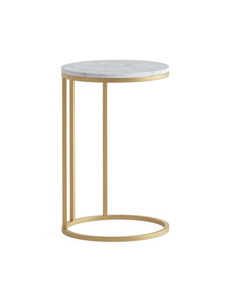 Livia C Side Table - Gold Base/White Marble