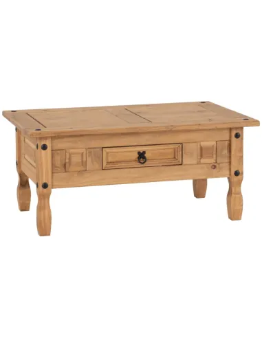 Corona 1 Drawer Coffee Table - Distressed Waxed Pine