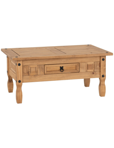 Corona 1 Drawer Coffee Table - Distressed Waxed Pine