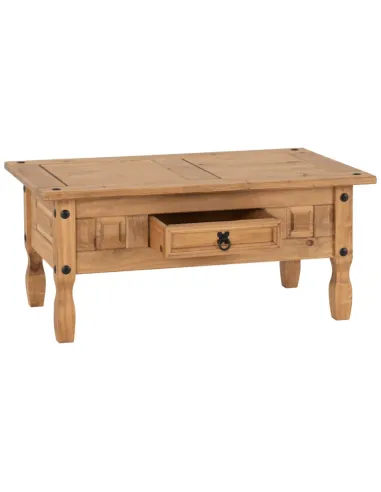 Corona 1 Drawer Coffee Table - Distressed Waxed Pine